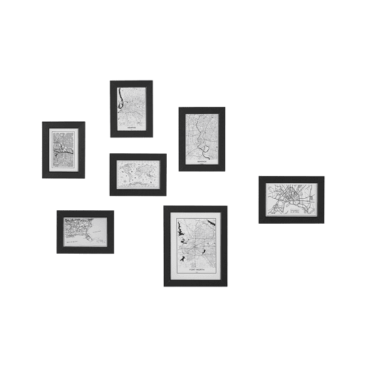 Conjunto de 7 molduras para fotografias DENKORO Motivo urbano Preto