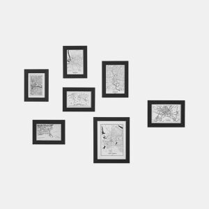 Conjunto de 7 molduras para fotografias DENKORO Motivo urbano Preto