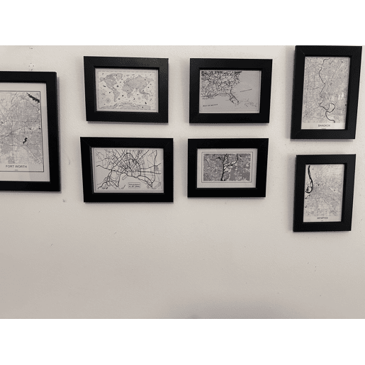Conjunto de 7 molduras para fotografias DENKORO Motivo urbano Preto