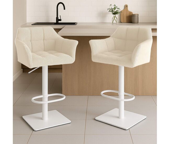 Taburete de bar damaso cord pana crema 45x64x88 cm