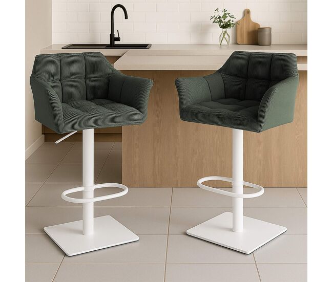 Taburete de bar damaso cord pana verde 45x64x88 cm