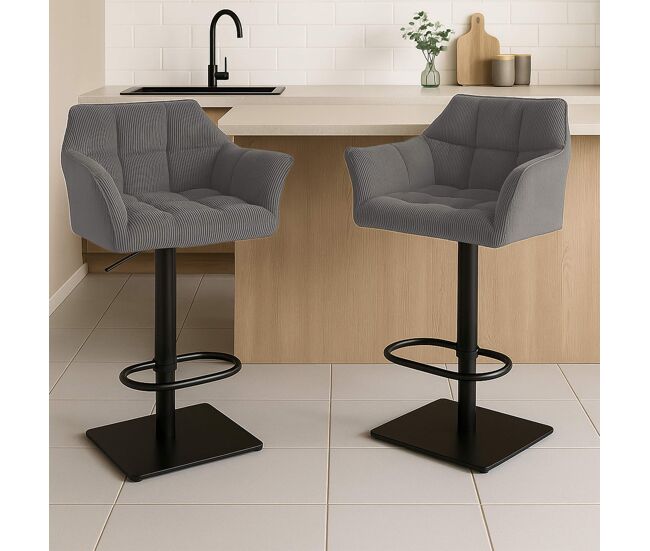 Taburete de bar damaso cord pana gris topo 45x64x88 cm
