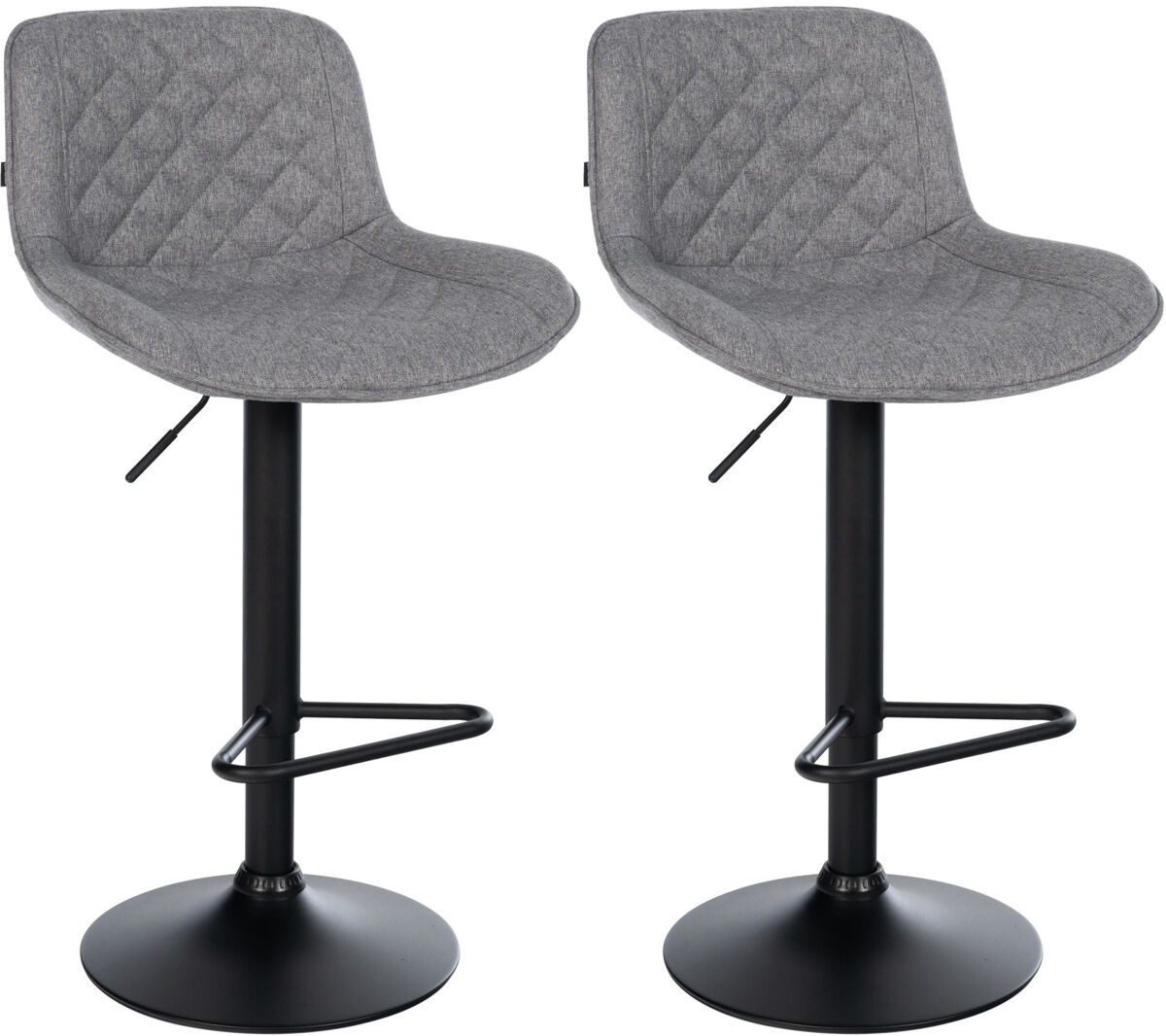 2er set de taburetes de bar kasson tela gris oscuro 52x50x84 cm