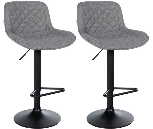 2er set de taburetes de bar kasson tela gris oscuro 52x50x84 cm