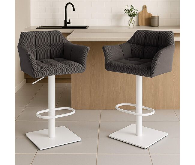 Taburete de bar damaso cord pana gris topo 45x64x88 cm