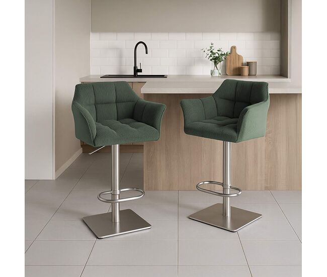 Taburete de bar damaso cord pana verde 45x64x88 cm