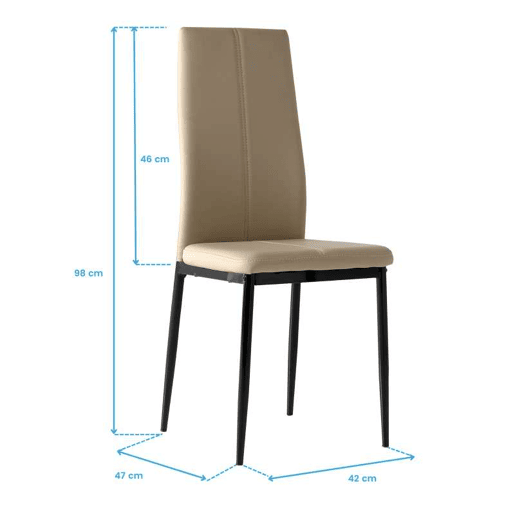 Conjunto de mesa de jantar e 4 cadeiras, mesa fixa e 4 cadeiras, mesa retangular de vidro bege e preto