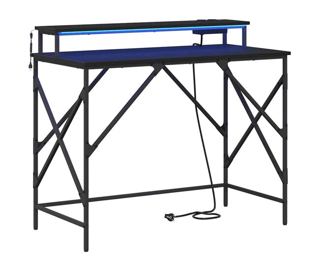 Escritorio - mesa de ordenador roble negro 100 x 50 x 86.5 cm madera contrachapada