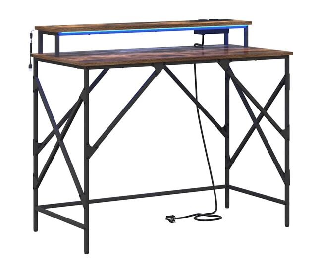 Escritorio - mesa de ordenador con almacenamiento roble ahumado 100 x 50 x 86.5 cm