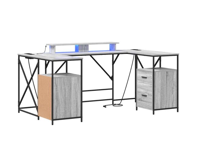 Escritorio - mesa de ordenador gris sonoma 182 x 101 x 87.5 cm madera contrachapada