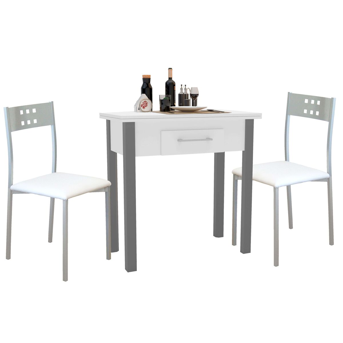Mesa comedor extensible con sillas integradas