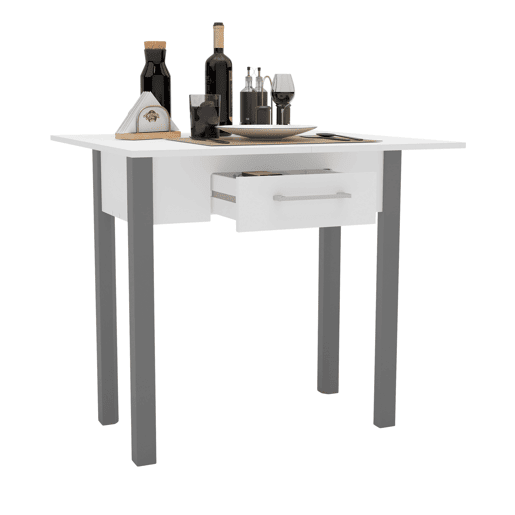 Conjunto de mesa extensível com 2 cadeiras de cozinha, móveis de cozinha, mesa com cadeiras, branco e cinza