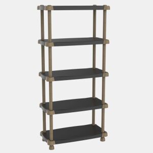 Prateleira modular de armazenamento, prateleira de resina para jardim, garagem, armazém, titânio, 5 prateleiras ajustáveis, pretas, 88x150x43 cm