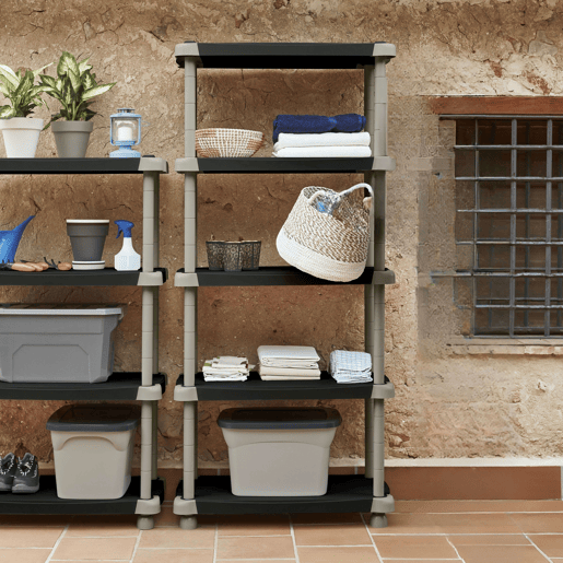 Prateleira modular de armazenamento, prateleira de resina para jardim, garagem, armazém, titânio, 5 prateleiras ajustáveis, pretas, 88x150x43 cm Prateleira modular de armazenamento, prateleira de resina para jardim, garagem, armazém, titânio, 5 prateleiras ajustáveis, pretas, 88x150x43 cm
