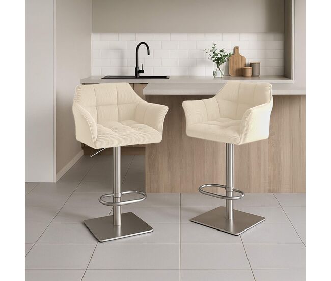 Taburete de bar damaso cord pana crema 45x64x88 cm