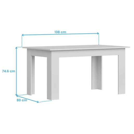 Conjunto de Jantar Mesa Fixa e 4 Cadeiras, Mesa Branca e 4 Cadeiras Conjunto de Sala de Estar, Mesa Retangular Cor Cinza e Branco Fosco