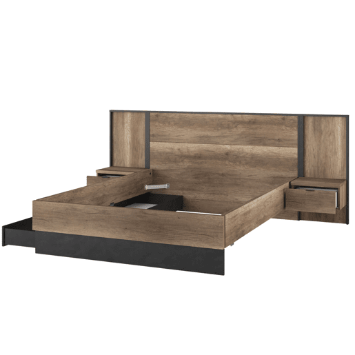 Cama de casal Ottawa com gavetas inferiores em preto vapor