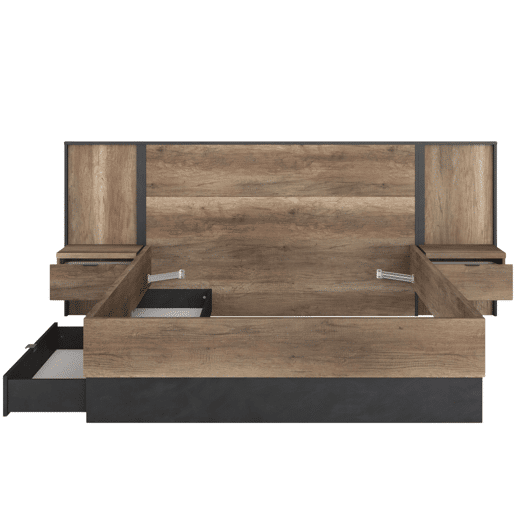 Cama de casal Ottawa com gavetas inferiores em preto vapor