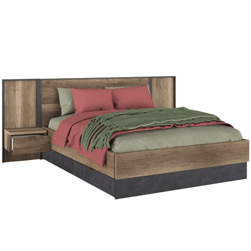 Cama de casal Ottawa com gavetas inferiores em preto vapor