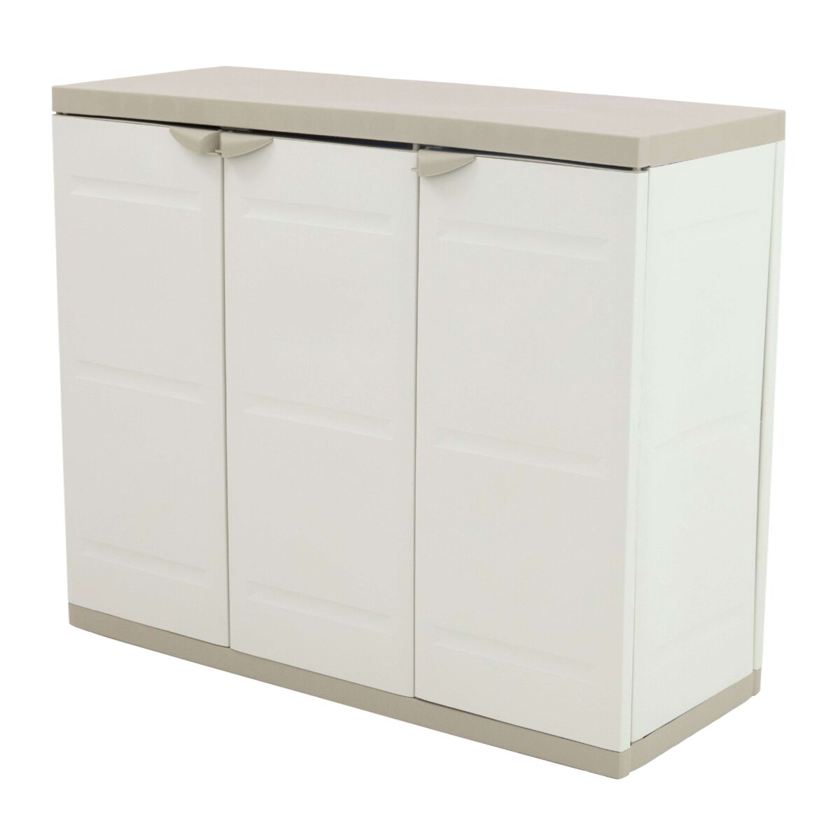 Armario bajo de exterior con 2 puertas y 2 estantes regulables