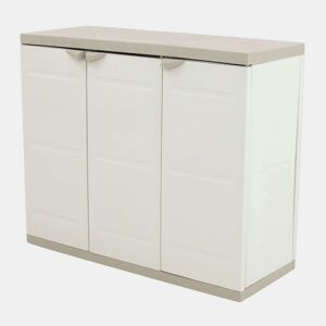 Armário baixo de jardim Titanium, 2 portas e 2 prateleiras, armário externo bege 105x88x41 cm
