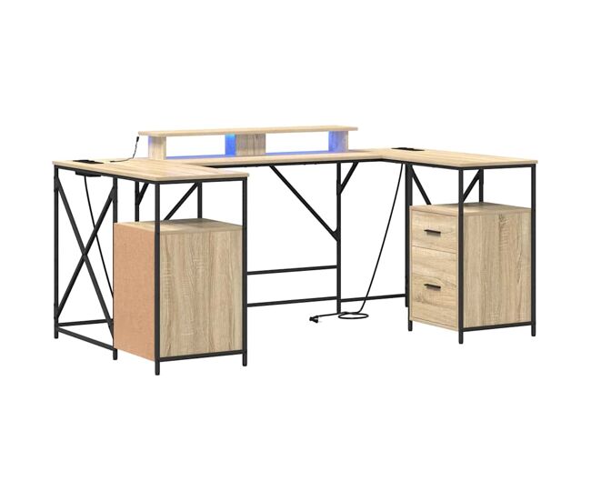 Escritorio - mesa de ordenador con cajón manual roble sonoma 182 x 101 x 87.5 cm