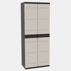 Armário de resina de titânio, armário de jardim com 2 portas e 4 prateleiras ajustáveis, preto, 70x176x41 cm