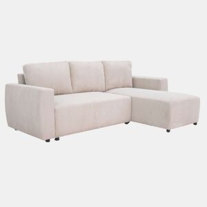 Sofá-cama Ulises Chaise Longue, reversível com espaço de armazenamento de 80L, sofá de canto de 3-4 lugares, 224x84x84 cm, bege