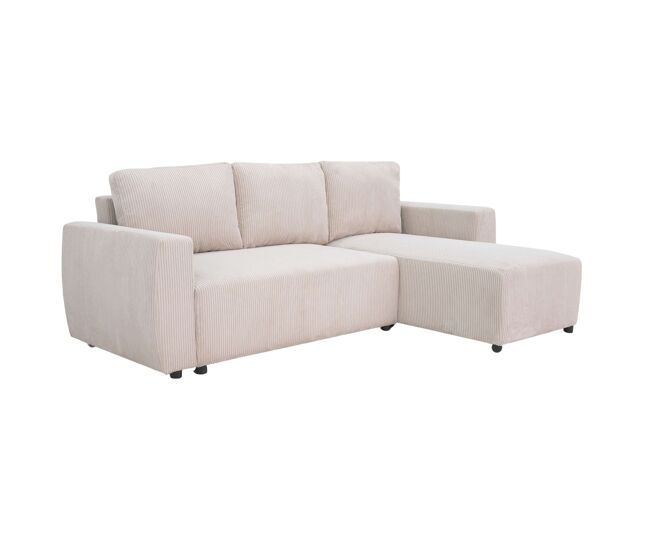 Sofá cama chaise longue ulises, reversible con arcón de 80l, sofá rinconero 3-4 plazas 224x84x84 cm beige