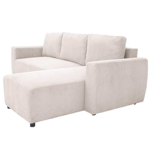 Sofá-cama Ulises Chaise Longue, reversível com espaço de armazenamento de 80L, sofá de canto de 3-4 lugares, 224x84x84 cm, bege