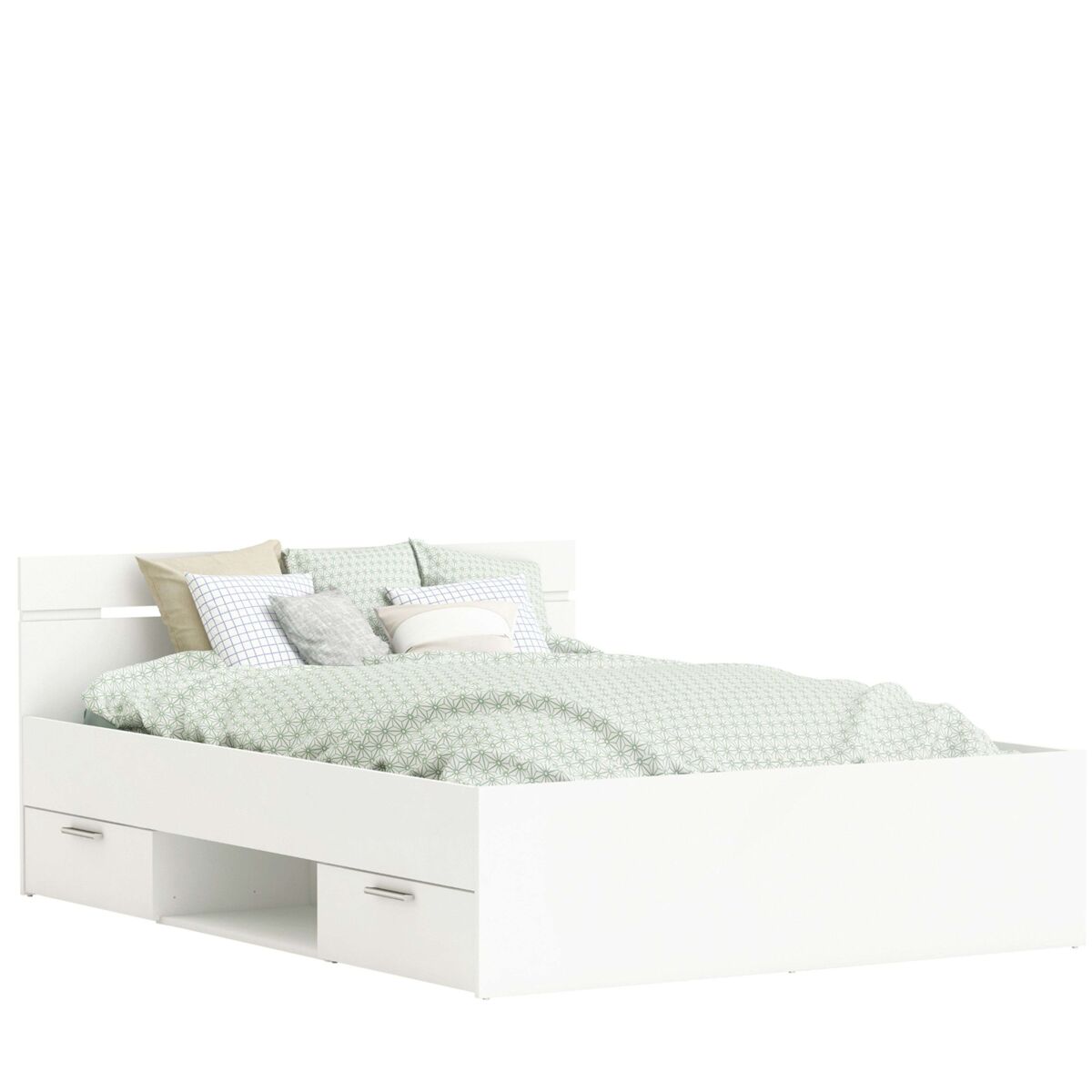 Cama de matrimonio con cajones inferiores michigan color blanco disponible en 135cm o 140cm