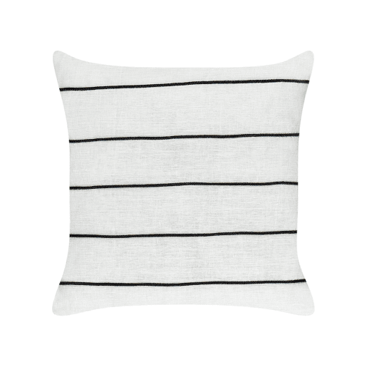 Conjunto de 2 almofadas decorativas MILAS Linho 50 x 50 cm PretoBranco Às riscas