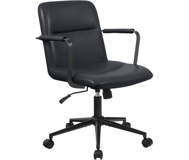 Silla de oficina hilda cuero auténtico negro 62x58x88 cm