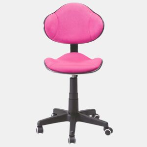 Cadeira de escritório infantil Bambola, giratória, para quarto, com altura ajustável, em poliéster rosa, 48x88-98x46 cm