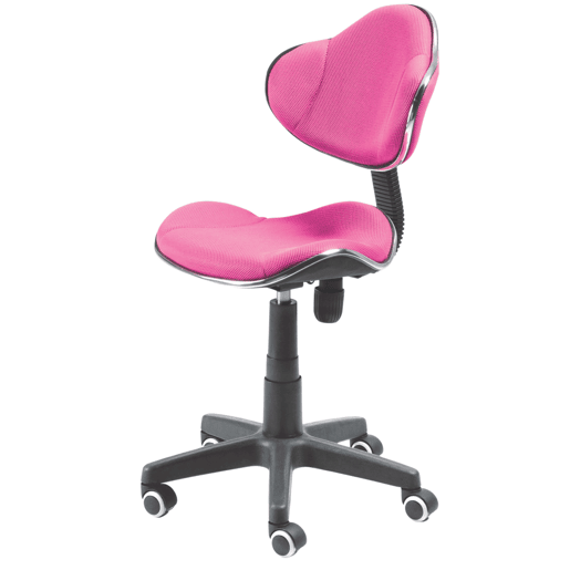 Cadeira de escritório infantil Bambola, giratória, para quarto, com altura ajustável, em poliéster rosa, 48x88-98x46 cm