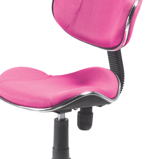 Cadeira de escritório infantil Bambola, giratória, para quarto, com altura ajustável, em poliéster rosa, 48x88-98x46 cm