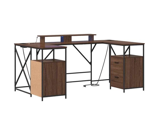 Escritorio - mesa de ordenador con cajón marrón roble 182 x 101 x 87.5 cm