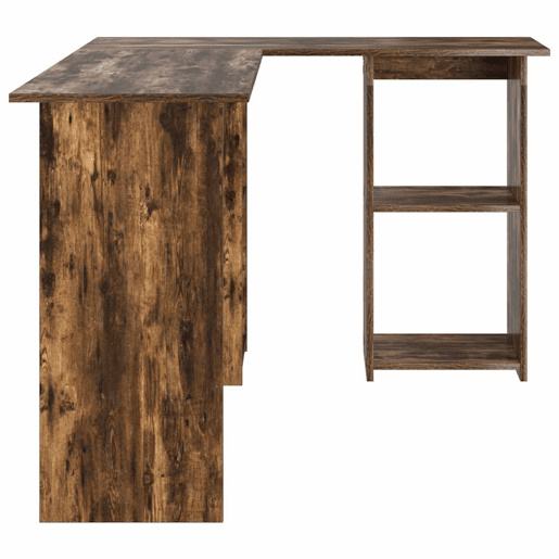 Secretária Escrivaninha de computador - Carvalho fumado 142 x 102 x 73 cm Madeira processada