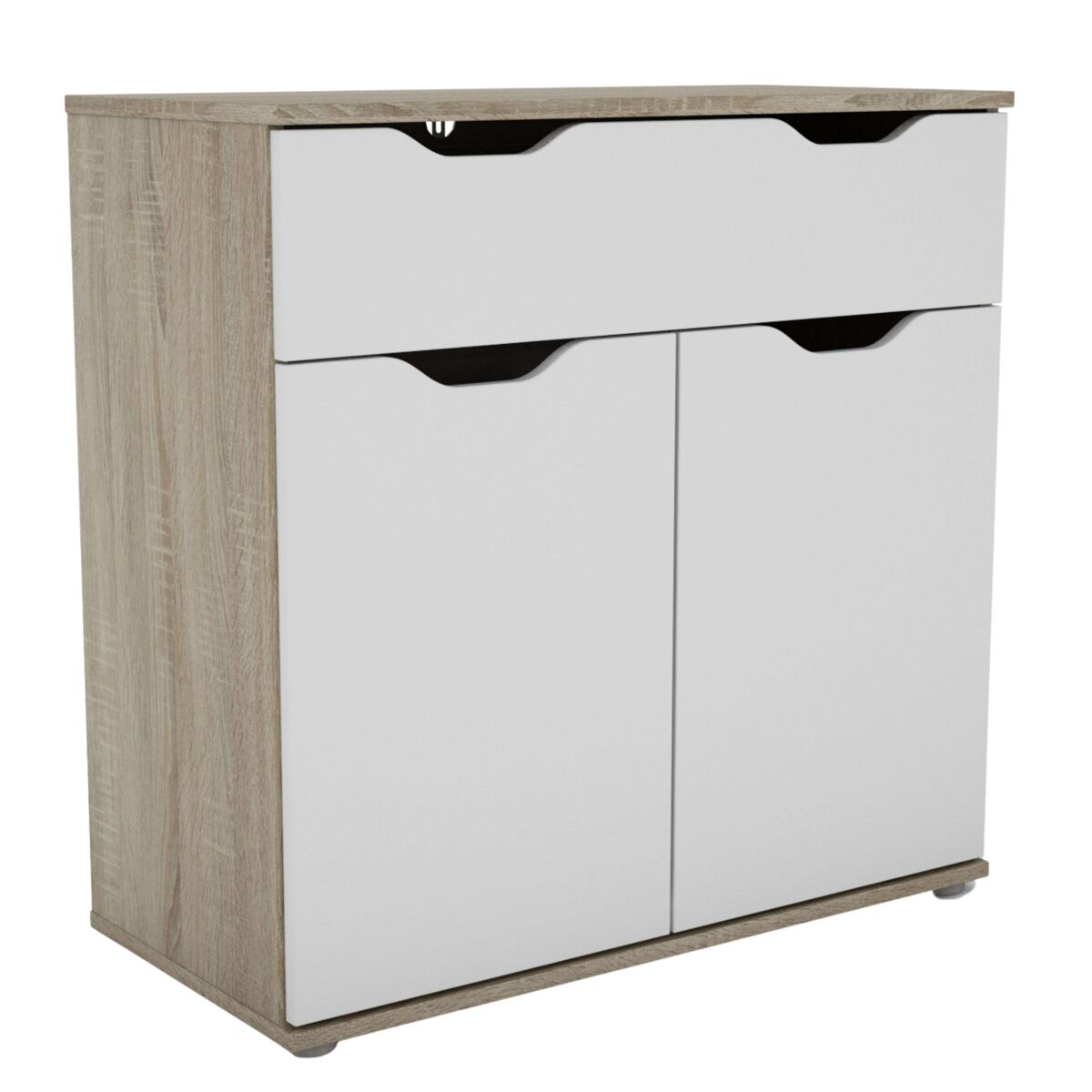 Aparador, buffet salón 2 puertas 1 cajón parc comedor roble sonoma y blanco mate 80x79x38 cm