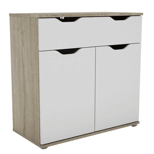 Aparador, Buffet Sala de Estar 2 Portas 1 Gaveta Parc Sala de Jantar Carvalho Sonoma e Branco Mate 80x79x38 cm