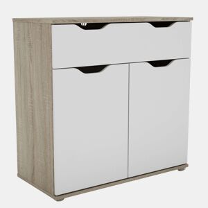 Aparador, Buffet Sala de Estar 2 Portas 1 Gaveta Parc Sala de Jantar Carvalho Sonoma e Branco Mate 80x79x38 cm