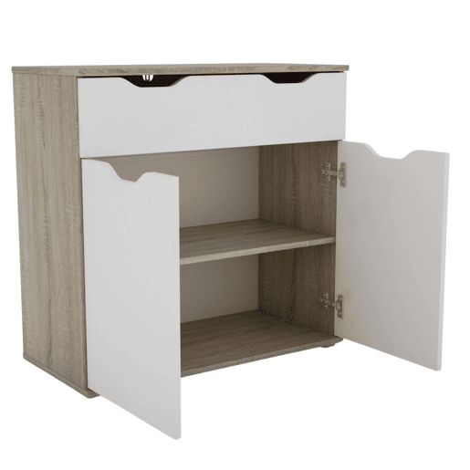 Aparador, Buffet Sala de Estar 2 Portas 1 Gaveta Parc Sala de Jantar Carvalho Sonoma e Branco Mate 80x79x38 cm