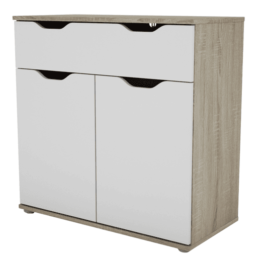 Aparador, Buffet Sala de Estar 2 Portas 1 Gaveta Parc Sala de Jantar Carvalho Sonoma e Branco Mate 80x79x38 cm