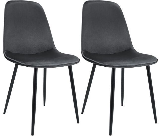 Juego de 2 sillas de comedor maryam terciopelo gris oscuro 54x45x88 cm
