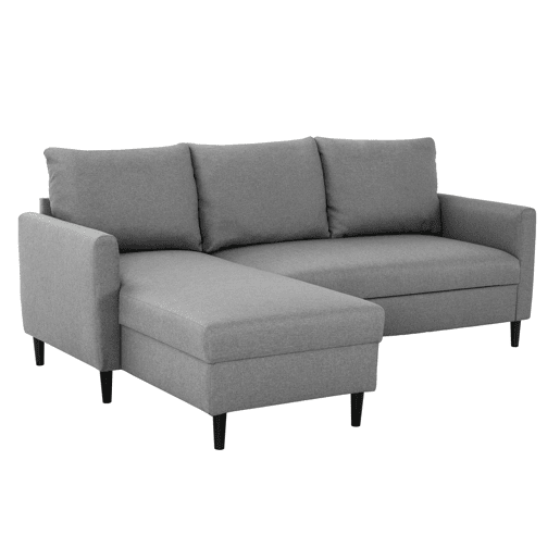 Sofá Capri Chaise Longue de 3 lugares, sofá de canto reversível, sala de estar, cinza 192x82x138 cm