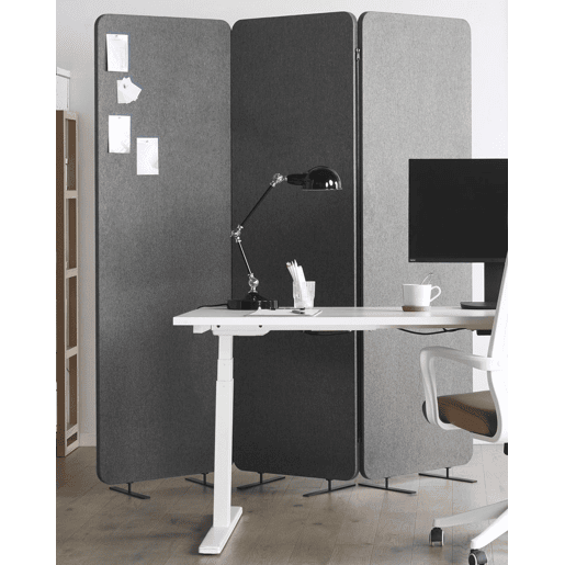 Biombo com 3 painéis acústicos STANDI Cinzento 184 cm 184 cm Biombo com 3 painéis acústicos STANDI Cinzento 184 cm 184 cm