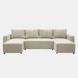 Sofá Ulises Chaise Longue Duplo, Sofá-cama Conversível, Sofá em U de 4-5 Lugares Bege 297 cm