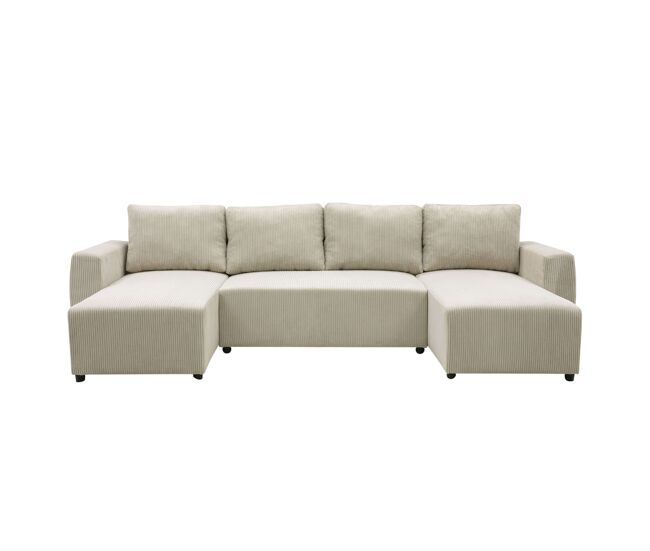 Sofá doble chaise longue ulises, sofá cama convertible, sofá 4-5 plazas forma de u beige 297 cm