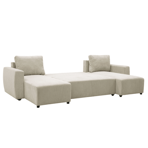 Sofá Ulises Chaise Longue Duplo, Sofá-cama Conversível, Sofá em U de 4-5 Lugares Bege 297 cm