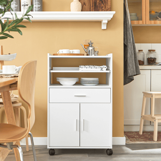 Aparador de cozinha baixo para microondas, com 2 portas e 1 gaveta FSB09-W SoBuy